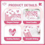 24 Pcs Valentines Heart Love Card With Envelopes, Watercolor Heart Greeting Cards Pink Valentine'S Day Blank Notecards For Anniversary Wedding Party Supplies