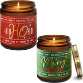 Christmas Candles For Holiday Set Of 2 - 'Ho Ho Ho' Christmas Scented Candles, W/Clove, Orange & Cinnamon Candle I Stocking Stuffers For Women I 9Oz Reusable Jar, 50Hr Burn, Usa Made