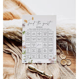 Find The Guest Bingo Game Cards, Bridal Shower Games, Baby Shower Bingo, Wedding Game, 50 Cards - Wildflower