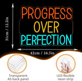 Progress Over Perfection Neon Sign USB Dimmable LED Wall Light for Office Gym Classroom Bedroom Decor