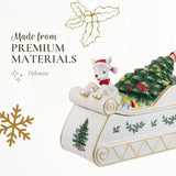 Christmas Tree Rudolph Cookie Jar - 11" Dolomite Nostalgic Christmas Cookie Jar With Lid - Festive Candy Jar For Kitchen Counter, Holiday Cookie Container, Reindeer-Themed Seasonal Home Decor