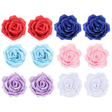 12 Pc Satin Rosas Eternas Heads For Wedding Quinceanera Bouquets, Valentine'S Day Floral Arrangements, Rose Flower Corsages, Headbands, Diy Home Decor, Satin Ribbon Craft Flowers (White)