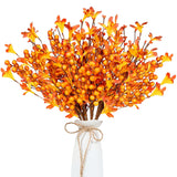 Artificial Fall Flowers 8 Pcs Fall Floral Picks 17 Inch Orange Berry Stems With Berries Flowers For Autumnthanksgiving Harvest Festival Flower Arrangement Vases Centerpieces