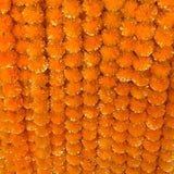 Marigold Garland For Decoration 10 Pcs Of 5 Feet Artificial Marigold Flowers For Indian Pooja Diwali Wedding Mantel Decoration (Orange)