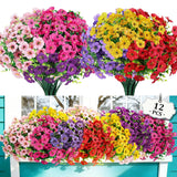 12 Bundles Artificial Flowers For Outdoor Indoor, Faux Flower Daisy With Eucalyptus Leaves Fake Plants Greenery, Garden Home Decor For Boxwood Porch Patio