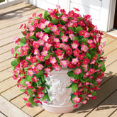 2 Pack Artificial Hanging Flowers, Fake Flowers Hanging Plant Violet Flower, Artificial Faux Silk Spring Flower For Wall Front Door Yard Garden Wedding Outdoor Decoration(Deep Pink)