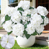 12 Heads Artificial Flowers For Outdoors, Uv Resistant Faux Hydrangea Flowers For Outdoor Planters Front Porch Garden Window Box Patio Decor ?White?