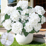 12 Heads Artificial Flowers For Outdoors, Uv Resistant Faux Hydrangea Flowers For Outdoor Planters Front Porch Garden Window Box Patio Decor ?White?