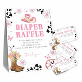 Baby Shower Diaper Raffle Game Kit, Western Cow Girl Theme, 50 Tickets & 1 Standing Sign, Decoration For Shower, Gender Reveal, Baby Announcement, Party Favor & Decorations - B09, Medium