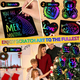 60 Pcs Scratch Art For Kids, Rainbow Scratch Paper, Black Magic Scratch Off Craft Set For 3 4 5 6 7 8 9 10 Years Old Girls And Boys Kids, Party Games Christmas Birthday Easter Gifts