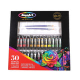 Rose Art Premium 30ct Acrylic Paints Set, Professional Painting Set Complete with 30 Acrylic Paint Colors and Bonus 2 Paint Brushes and Paint Palette