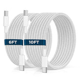 2 Pack 60W USB C to USB C Cable 6FT 10FT Fast Charging Cord for iPhone iPad MacBook Samsung