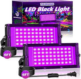 2 Pack 50W LED Black Light IP66 Waterproof Outdoor Flood Light with Plug Switch for Glow Party