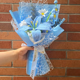 Crochet Flowers, Crochet Flower Bouquet Of Crochet Lily, Tulips, Lily Of The Valley, Handmade Artificial Flowers For Home Decor, Wedding, Anniversary, Birthday Gifts For Women (Include Card)