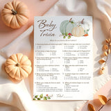 White Pumpkins Baby Shower Games, Baby Trivia Game - Pack Of 25 - Fall Baby Shower Activity, Rustic Gender Neutral Little Pumpkin Autumn Couples Shower, Fun Baby Facts Gender Reveal Party G332-Trv