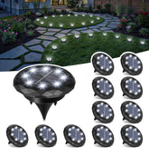 12 Pack Mini Solar Ground Lights Cool White Waterproof Landscape Pathway Lights