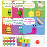 Funny Joke Valentine'S Day Cards For Kids Classroom, 30 Pack Valentine Cards With 36 Stickers & 30 Envelops, Valentines Gifts For Boys Girls