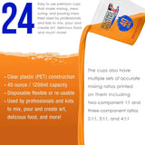 40 Ounce (1200Ml) Graduated Plastic Mixing Cups (Box Of 24) - Paint Mixing Cups For Epoxy Resin, Art, Kitchen, Baking - Measurements In Oz And Ml, 4 Different Measuring Ratios 1:1