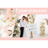Marriage Is A Game Of Balance (8 X 11 Inch Table Sign With Holder), Tumbling Tower Game Sign For Wedding Bridal Shower, Minimalist Wedding Decoration-Weeds04