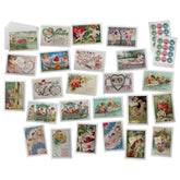 Vintage Cherub Valentine'S Note Cards - 24 Antique Valentines Cards With Envelopes & Vintage Sticker Seals - 24 Assorted Retro Illustration Cards Printed On Antique Textured Style Cardstock