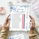 Toile Baby Shower Games, Mommy Or Daddy Game, Fun Baby Shower Party Supplies Decorations, Baby'S Announcement, Gender Neutral, 25 Blue Elephant And Bow Theme Games Cards-C05