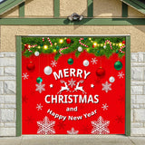 Christmas Garage Door Cover Mural 7X8 Ft - Red Xmas Banner Decorations Outside For Car Garage - Merry Christmas Holiday Banner
