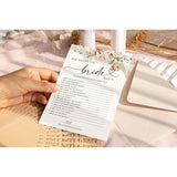 50 Pack Of Bridal Shower Games, How Well Do You Know The Couple And Who Knows The Bride Best, Floral Modern Minimalistic Design.