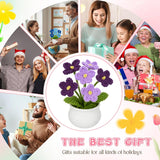 10 Pcs Crochet Flower Potted Plants Gifts, Artificial Handmade Knitted Flowers Cute Fake Plant For Mother Valentine Teacher Employee Coworker Gifts And Home Decor (Forget Me Not)