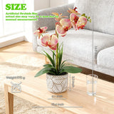 Artificial Orchid Flower Plant, 14.9'' Real Touch Artificial Orchid Pink With Ceramic Vase, Fake Orchids Flowers Decor For Indoor/Home Wedding/Office/Table Centerpieces Arrangements