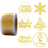 1.5 Inches/600 Christmas Stickers, 6 Clear Gold Foil Designs Merry Christmas Stickers Snowflake Stickers For Christmas Decorations Envelopes Cards Sealing Craft Decor