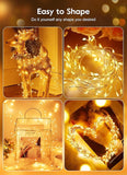 10FT 120 LED USB Fairy Lights Warm White Cluster String Lights with Remote 8 Modes Silver Wire Firecracker Lights for Bedroom Wedding Christmas Decor