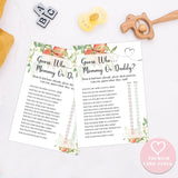 White Floral Peach Guess Who Mommy Or Daddy Game, Baby Shower Games, Pack Of 30 Game Cards, Gender Neutral Boy Or Girl - Fa35