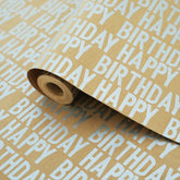 Birthday Wrapping Paper Roll, Silver And Brown Kraft Happy Birthday Wrapping Paper Jumbo Roll For Boys Girls Women Men, 17X590 Inch (70 Sq. Ft.)