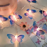 20Ft 3D Butterfly String Lights,Battery Operated 40Leds Indoor Outdoor Fairy Decorative Lights For Home Bedroom Party Bi