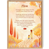 1Pcs Valentine'S Day Card For Mom Mothers Day Gifts From Son Heartfelt Poem Illustration Warm Autumn Path Emotional Family Keepsake Parents Appreciation Birthday Anniversary Celebration Present