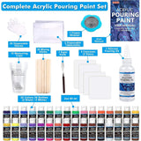 Acrylic Pouring Paint, Set Of 36 Bottles (2 Oz/60Ml) Pre-Mixed High-Flow Pouring Supplies With Canvas, Silicone Oil, Measuring Cups, Tablecloths, Complete Paint Pouring Kit
