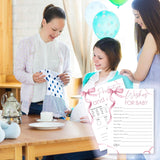Minimalism Pink Baby Shower Game Cards-Wishes For Baby & Predictions & Advice Theme Games Activity For Boys & Girls-30 Ribbon Bow Game Cards(5”X7”)-Baby Shower Party Decorations & Supplies-D01