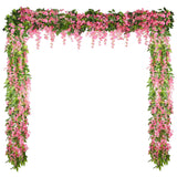 4 Pieces 26 Ft In Total Pink Wisteria Garland Hanging Flowers Artificial Vine Wedding Silk Wisteria Hanging Flower For Wedding Arch Home Garden Party Outdoor Decor