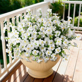 Artificial Fake Petunias Flowers For Outdoors Spring Decoration, 12 Bundles Faux Flower Plants Uv Resistant White Realistic Silk Flower For Outside Planters Patio Porch Yard Window Box