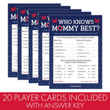 Ahoy Its A Boy Baby Shower Game, Nautical Who Knows Mommy Best Party Activity - 20 Game Cards
