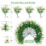 16 Bundles Artificial Pansy Flowers Outdoor Fake Plants For All Seasons, Uv Resistant Faux Flowers Silk Pansies With Eucalyptus Leaves For Planters Porch Yard Patio Balcony Home Decor