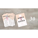 Bridal Shower Game Cards, Would She Rather Game, Brid With Holding Flowers Pink Engagement Party Cards For Wedding, Set Of 30 Cards(Dress003)
