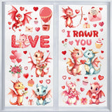 Valentine Day Window Clings - 9 Sheets Cute Dinosaur Heart Window Stickers For Home Party Decoration, I Rawr You Love Romantic Fantasy Static Clings Decals For School Holiday Party Supplies