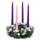 Elite Christmas Products Advent Candle Set. Made In The Usa Self Fitting End. Premium Hand Dipped Candles, Dripless, 4 Pack - 3 Purple, 1 Pink