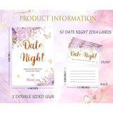 Butterfly Date Night Game, Date Night Ideas Sign With 50 Cards, Bridal Shower Game, Modern Bridal Shower Decorations, Wedding Date Night Advice - 06
