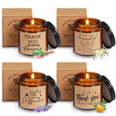 4 Pcs Thank You Gifts Candles 3.5 Oz Soy Wax Scented Thank You For Being Awesome Scented Candles Employee Appreciation Gifts For Women Valentines Favors, 4 Fragrances(Classic,Brown)