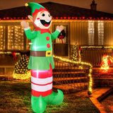 6 Ft Height Christmas Inflatables Elf Christmas Decorations Outdoor With Built-In Led Lights, Blow Up Yard Christmas Dec