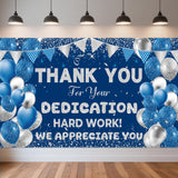 We Appreciate You Banner Backdrop Large Blue Silver Photo Booth Backdrop Employee Thank You Banner Employee Appreciation Decor for Teachers Nurses Graduations Staff Recognition Events