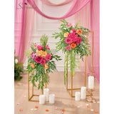 Artificial Hot Pink & Orange Flowers, Magenta Silk Fake Flowers, Autumn Faux Flowers For Wedding Bouquet, Table Centerpieces, Home Decor