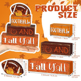 4 Pcs Fall Thanksgiving Decor For Home Football Wooden Signs With Sayings Fall Thanksgiving Tiered Tray Decor Pumpkin Football Tabletop Centerpiece Maple Leaf Block Signs For Office Kitchen Shelf